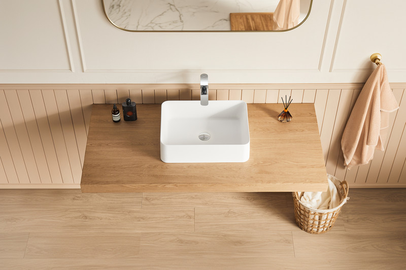 20"x14" Solid Surface Vessel Sink Matte White Bathroom Basin Modern gallery