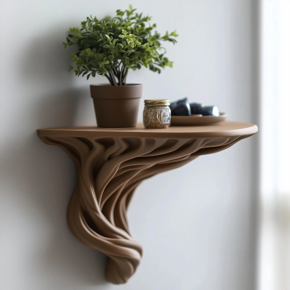 Tree Root Wall Shelf | Organic 3D Printed Floating Shelf | Boho Wall Decor