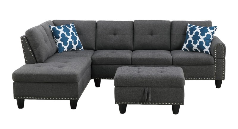 Left Hand Facing Sectional L-Shaped Sofa Set Living Room Couch Storage Ottoman gallery