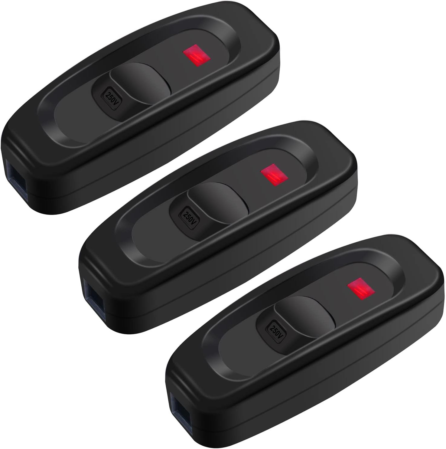 3 PCS Inline Cord Appliance Button On/Off 10A 250V Inline Power With LED light gallery