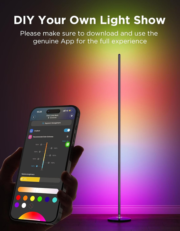 Govee RGBIC Floor Lamp Basic, 1000Lm LED Corner Lamp Compatible with Smartthings gallery