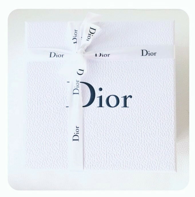 Dior White Gift Storage Box with Charcoal Grey Logo & Ribbon Large 8"x 8" x 3.5" gallery