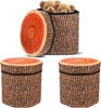 3 Pcs Tree Stump Storage Stool, 12 X 12 Inch Fiberboard Ottoman with Foam Cushio gallery