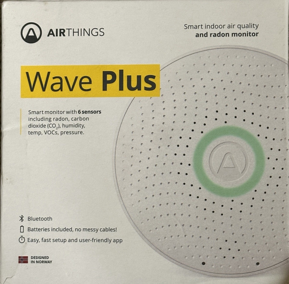 Airthings 2930 Wave Plus - Radon & Air Quality Monitor, Battery Powered gallery