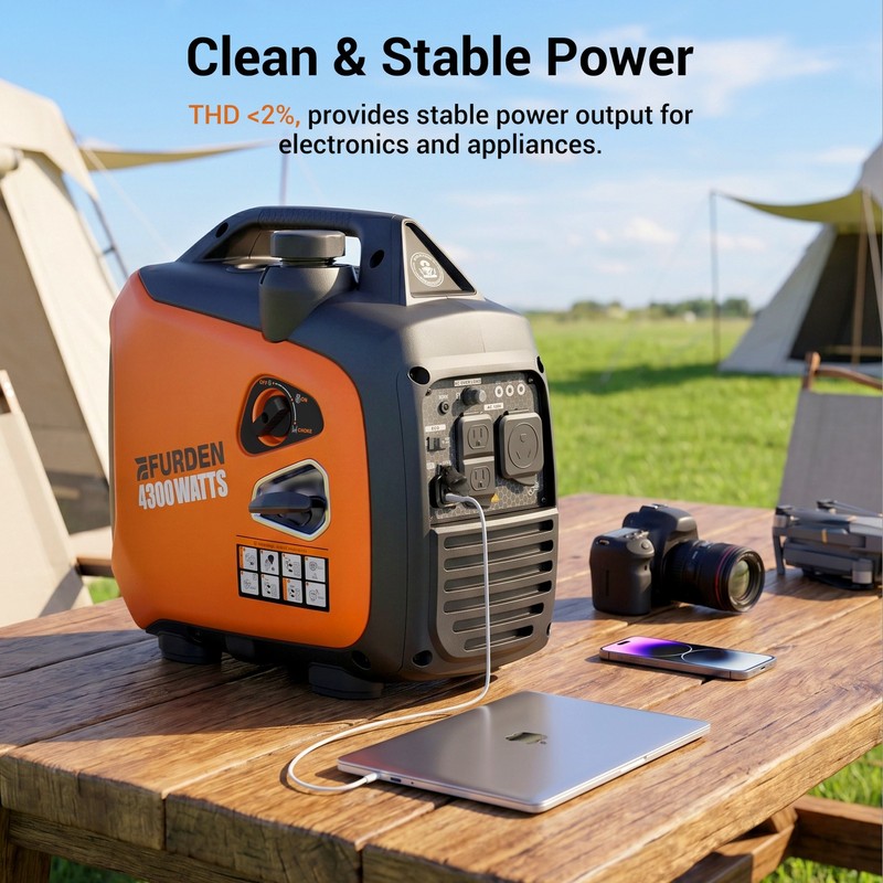 Efurden 4300W Portable Inverter Generator Gas Quiet ECO Mode for Home & RV NEW gallery