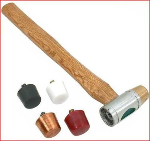 Small Interchangeable Head Face Soft Brass Copper Plastic Rubber Hammer Tool