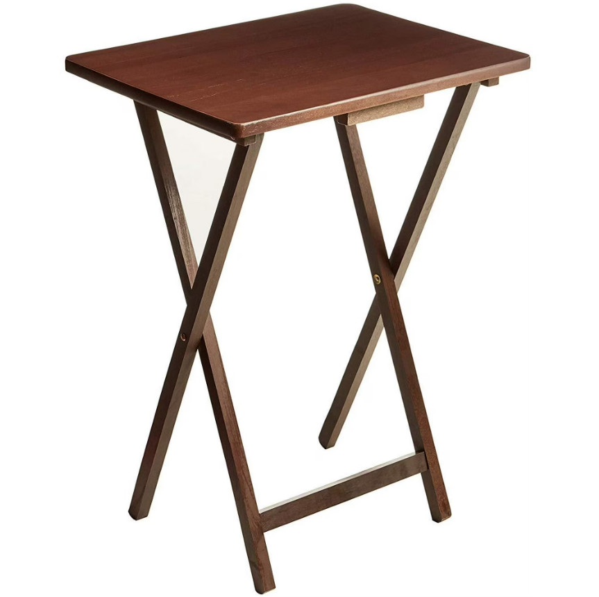 Folding TV Tray Table Rubberwood Walnut Indoor Portable 19 x 14.5 x 26 gallery