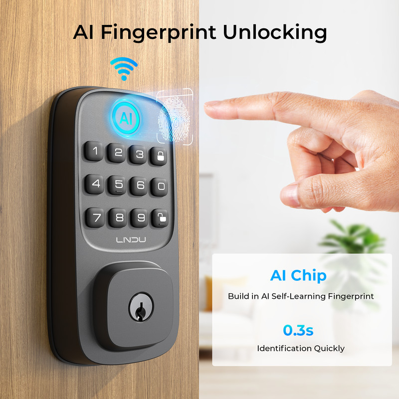 ARPHA WiFi Smart Fingerprint Door Lock APP Control Keyless Deadbolt+Handle SF300 gallery