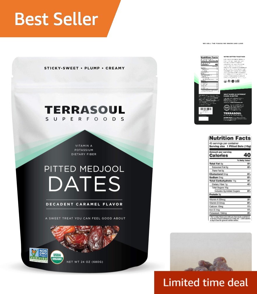 Organic Pitted Medjool Dates, 1.5 Lbs - Pits Removed | Soft Chewy Texture | S... gallery