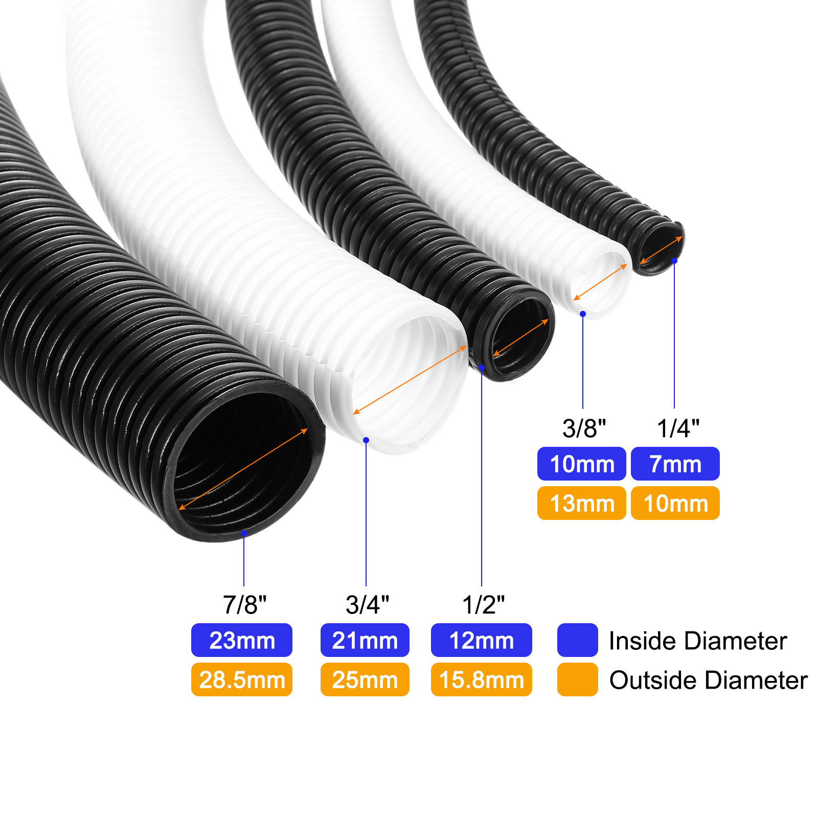 3/4 Inch x 33 Ft Split Wire Loom Tubing Guard Convoluted Flex White gallery
