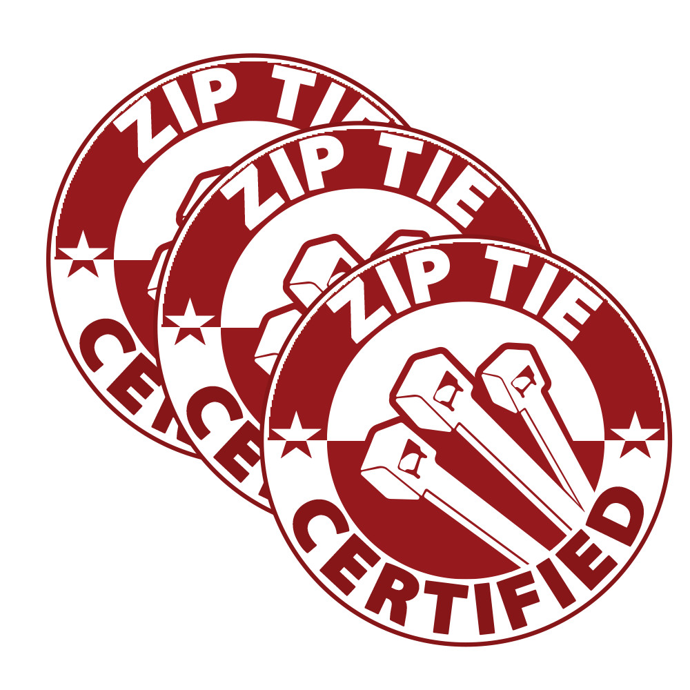 Zip Tie Certified Sticker Vinyl Decal Funny Mechanic Hard Hat Toolbox Car Bumper gallery