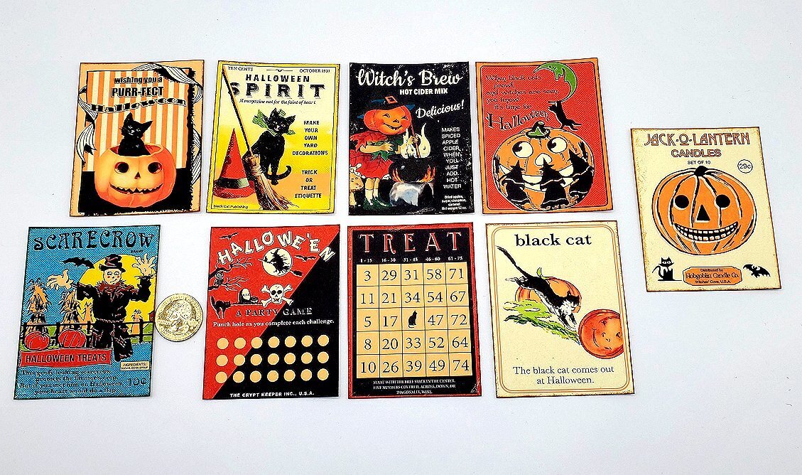 9-Halloween-Retro-Mid Century-Ephemera-Handmade-Linen Cardstock-Cards gallery