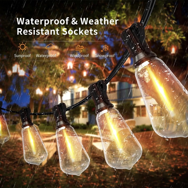 ST38 LED Outdoor Solar Powered String Lights for Patio Yard Porch Party Decor gallery