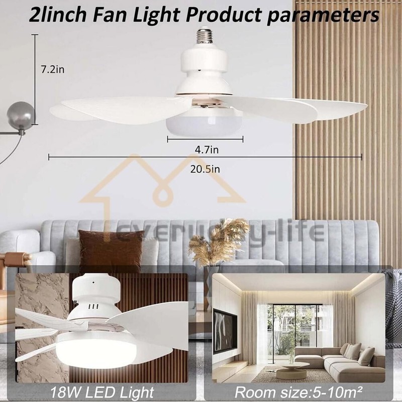 Socket Fan Light Ceiling Fans With Lights And Remote Dimmable LED Ceiling Fan US gallery