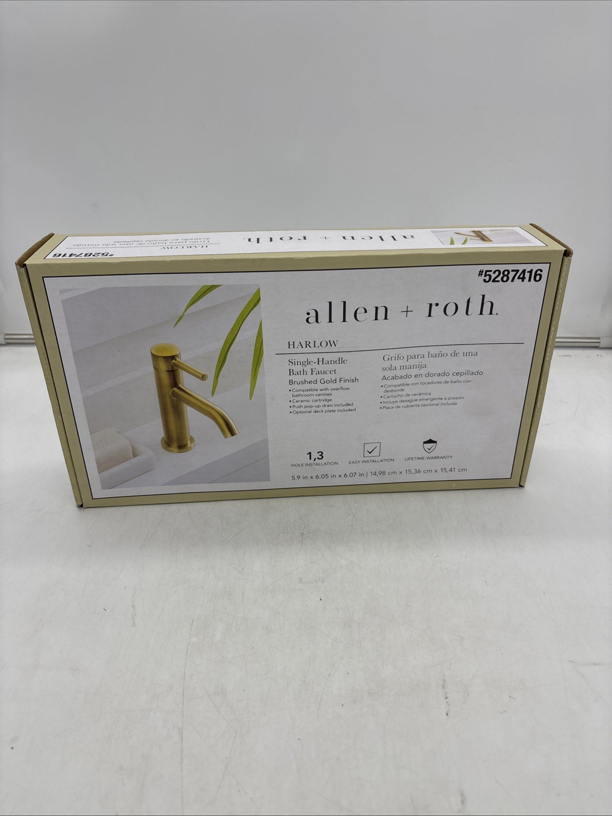 Allen + Roth Harlow Brushed Gold Single hole 1-handle WaterSense Mid-arc Residen gallery