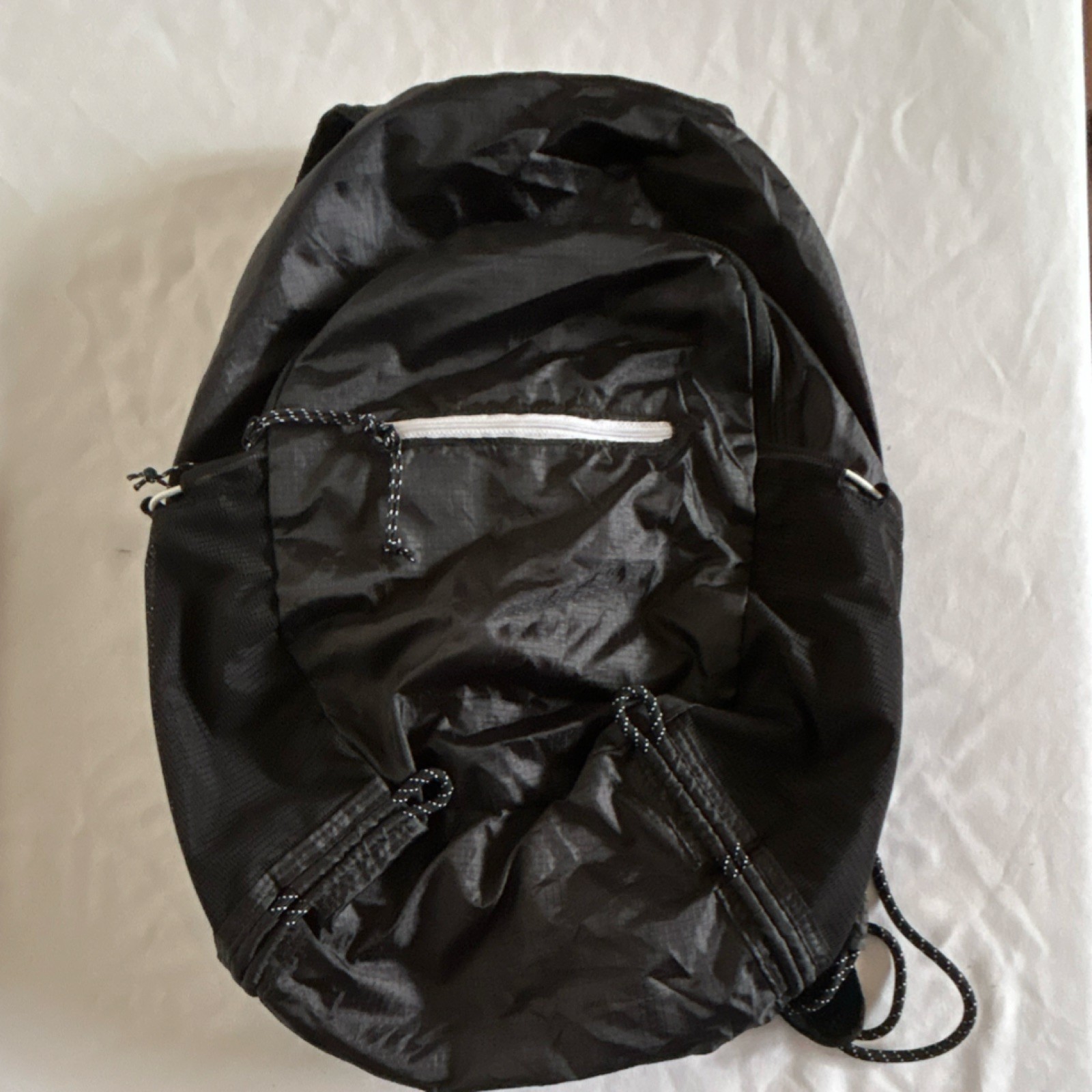 Black Nylon Lightweight Hiking Backpack with Drawstring Closure