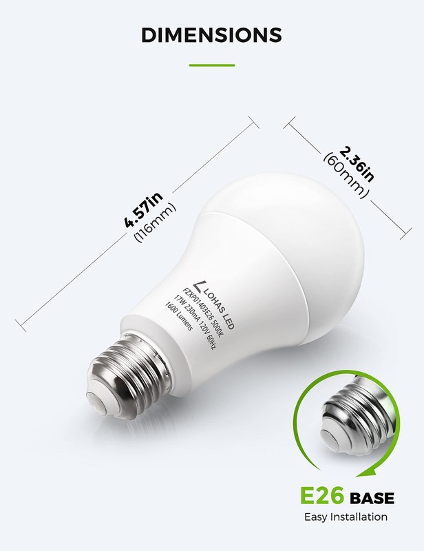 A19 LED Light Bulbs 150W Equivalent, 17 Watt Daylight White 5000K LED Bulbs, ... gallery