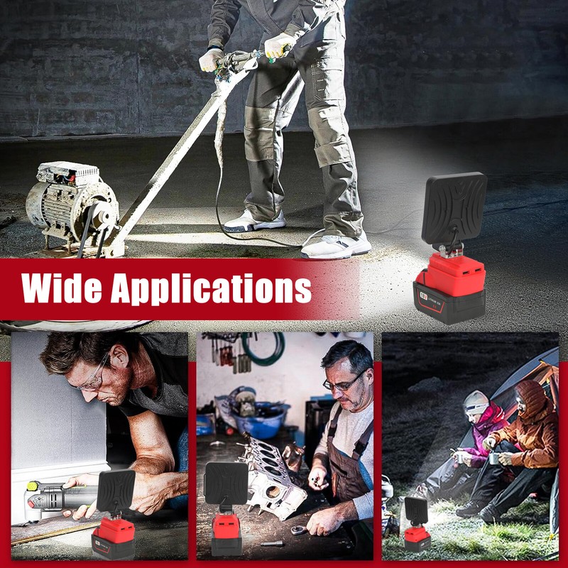 2 Pack 60W LED Work Light Flashlight for Milwaukee 18V M-18 Battery 6000LM gallery