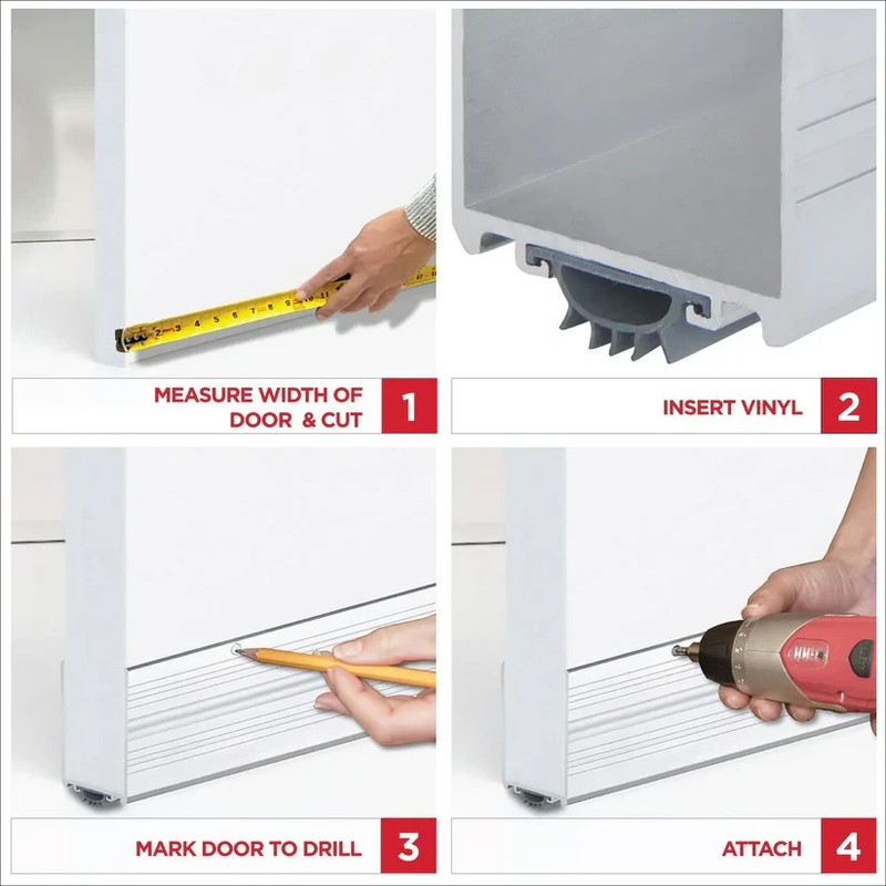 Aluminum U-Shape Under Door Seal with Kick Plate Draft Stopper, 36 Inch Silver gallery