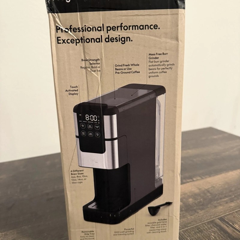 bella PRO Programmable Single-Serve Coffee Maker Integrated Burr Grinder Silver gallery