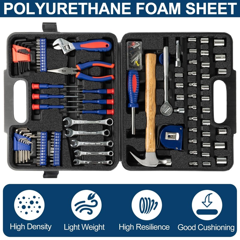 2 PCS Polyurethane Foam Sheets 16" L X 12" W X 1.6" T Packing Foam Inserts Cutta gallery