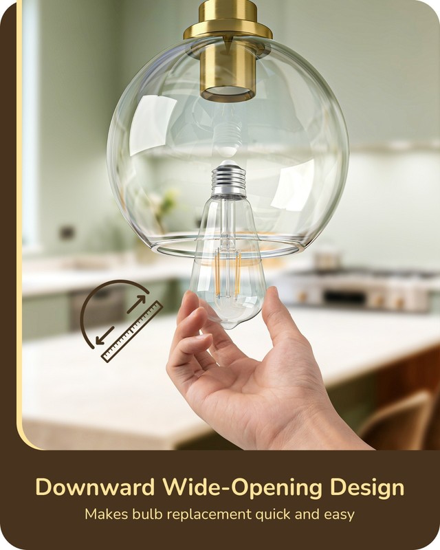 3 Pack Pendant Lights Kitchen Island,Modern Gold Hanging Light Fixture Metal Rod gallery