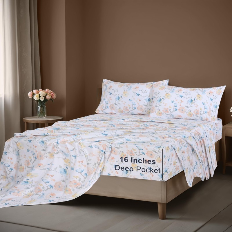 100 Cotton Sheets - Cooling Crisp Twin XL Size Percale Sheets Sets, 16 Deep ... gallery