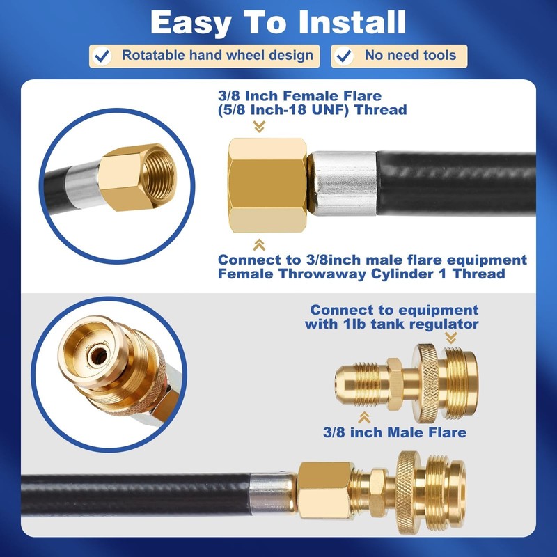WADEO 12FT 1LB Portable Propane Quick Connect Hose for RV to Gas Grill-FREESHIP gallery