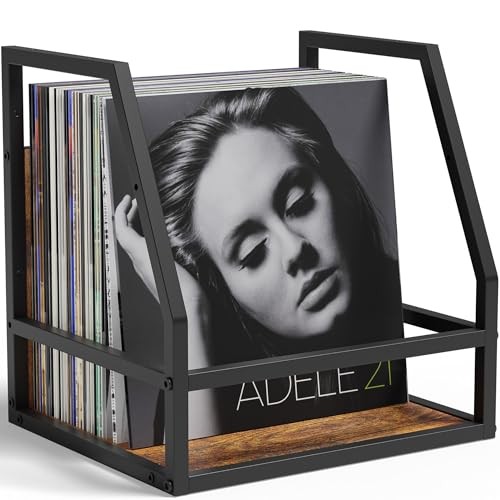 2 In 1 Vinyl Record Storage Crate, 1PC Rustic Brown Black (1 Pack) Retro Brown gallery