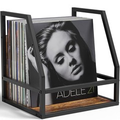 2 In 1 Vinyl Record Storage Crate, 1PC Rustic Brown Black (1 Pack) Retro Brown