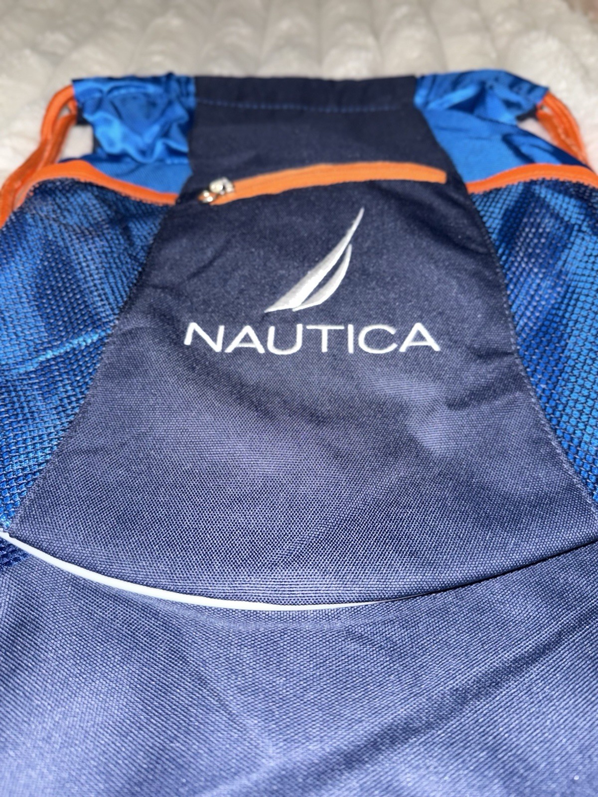 Nautica Cinch Drawstring Backpack  Bag Navy Orange NWOT  2