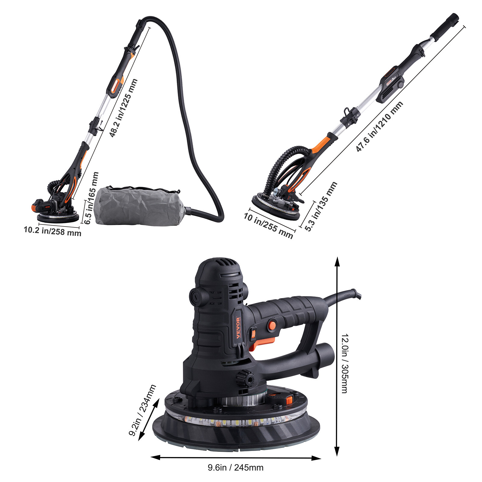 VEVOR Drywall Sander Electric Wall Sander 900W/800W/800W Variable Speed 3 Types gallery