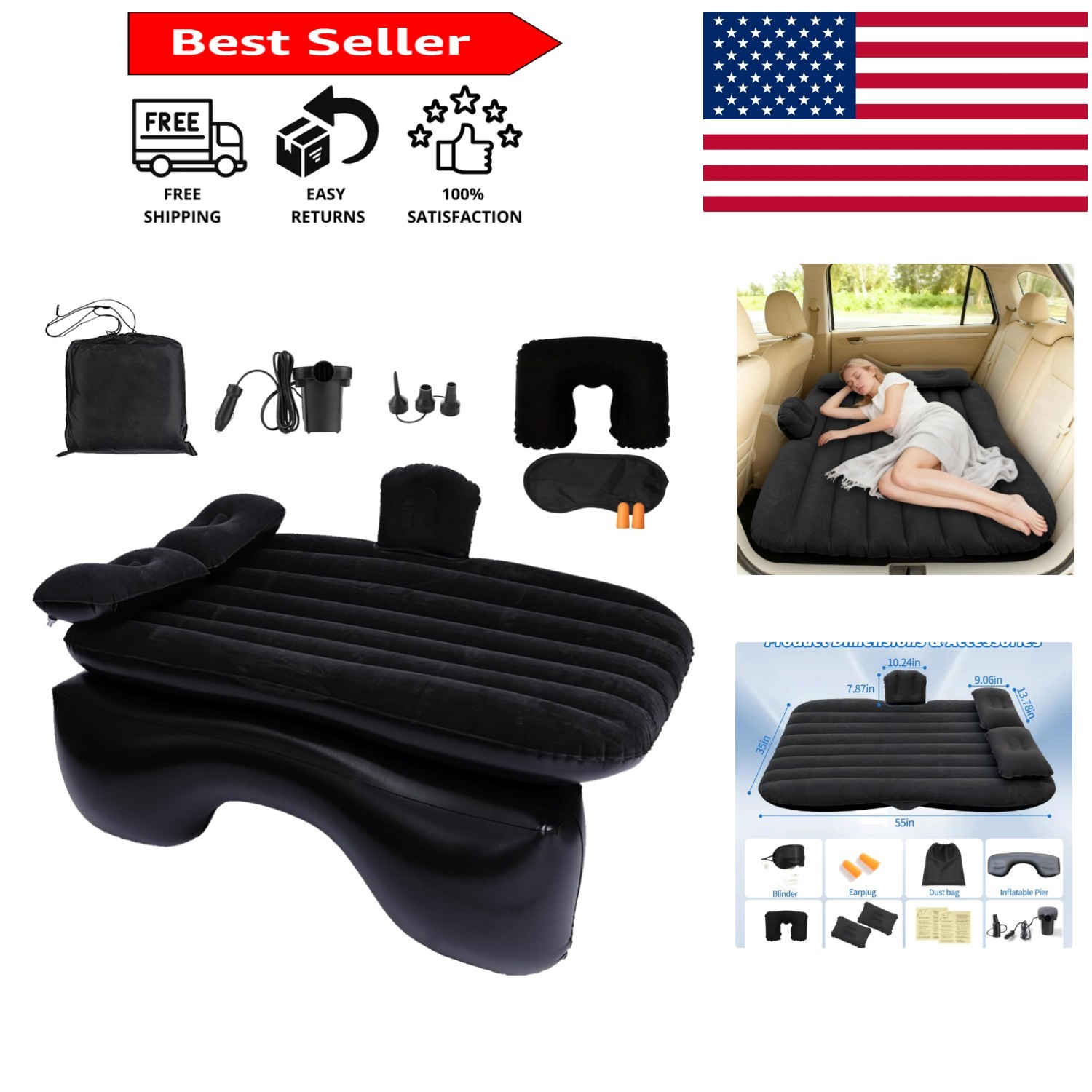 Portable Inflatable Back Seat Mattress with Accessories for Family Travel gallery