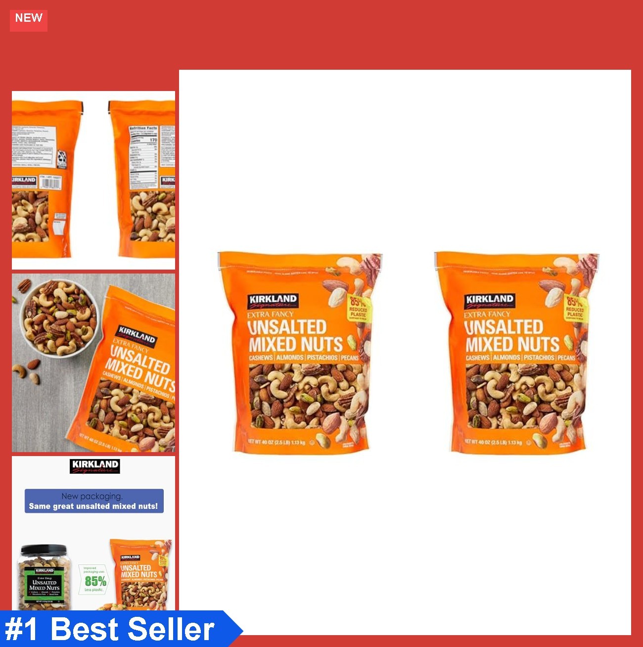 Unsalted Mixed Nuts 2 Pack 40 Ounce Each Extra Fancy Whole Kernels gallery