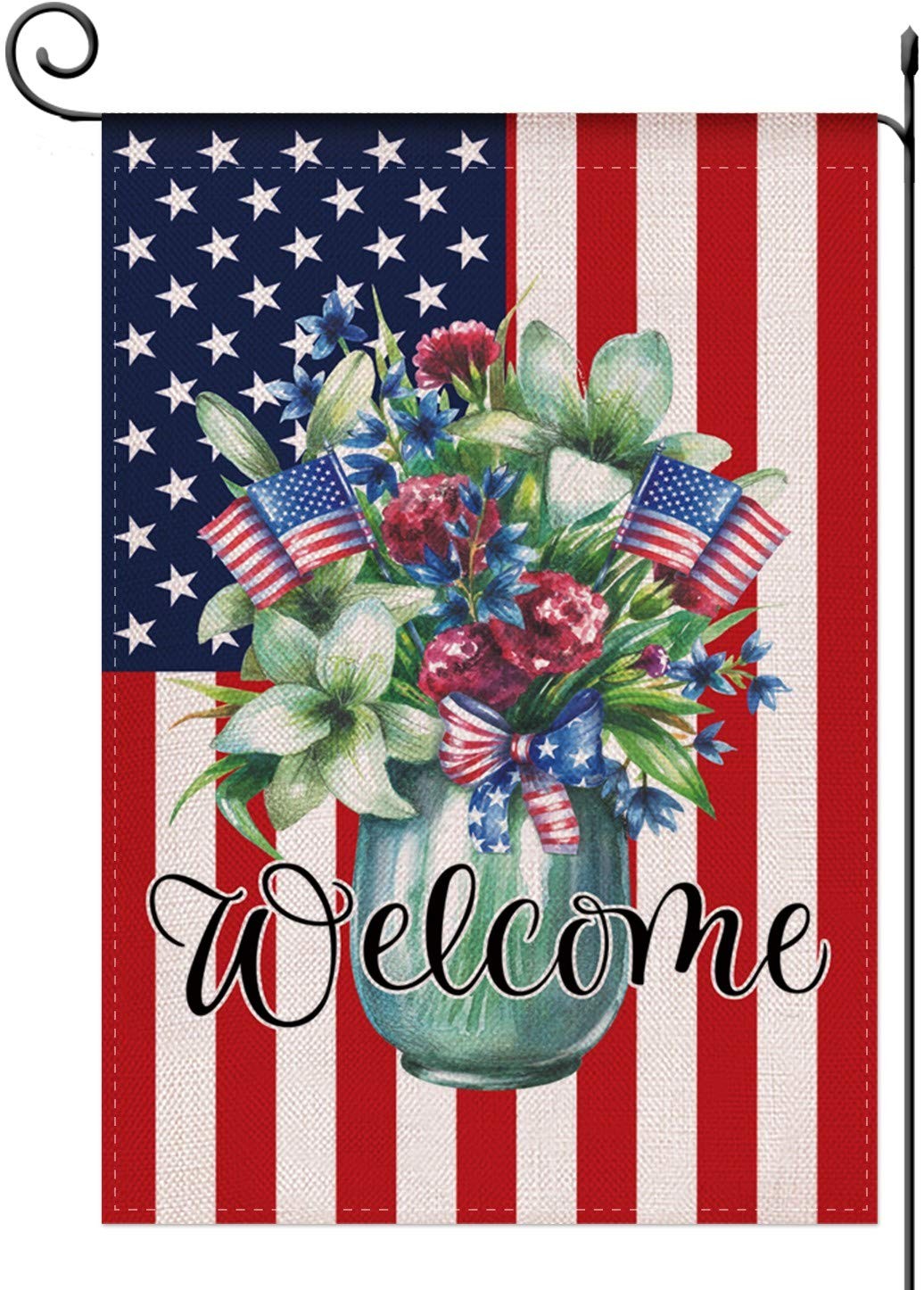 Spring Home Decorative Welcome America Patriotic Rustic Garden Flags Double S... gallery