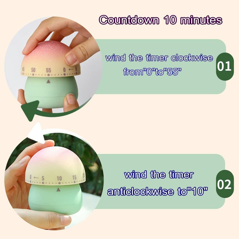 Mechanical Kitchen Timer Manual Wind Up Countdown Countdown Dial Pink ABS Clock gallery