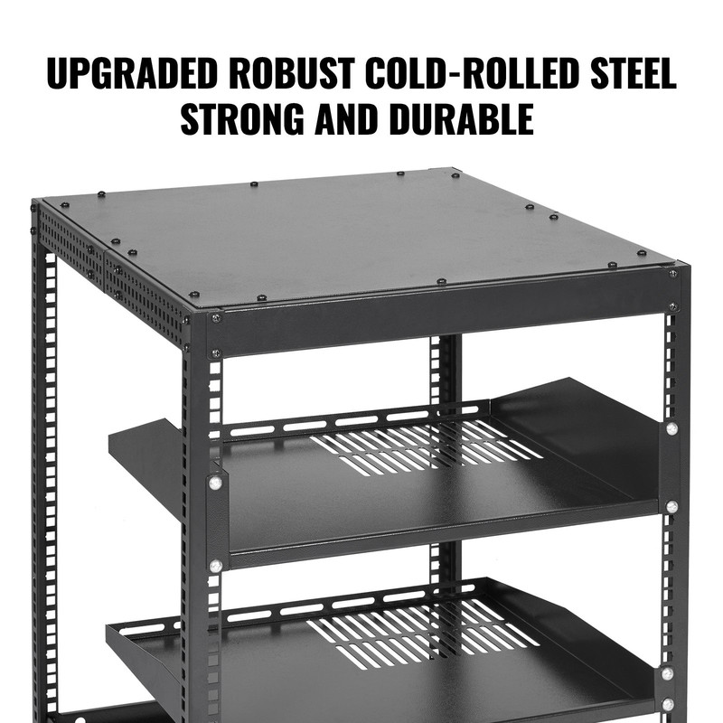 VEVOR 12U Open Frame Server Rack, 23-40 in Adjustable Depth, Free Standing or Wa gallery