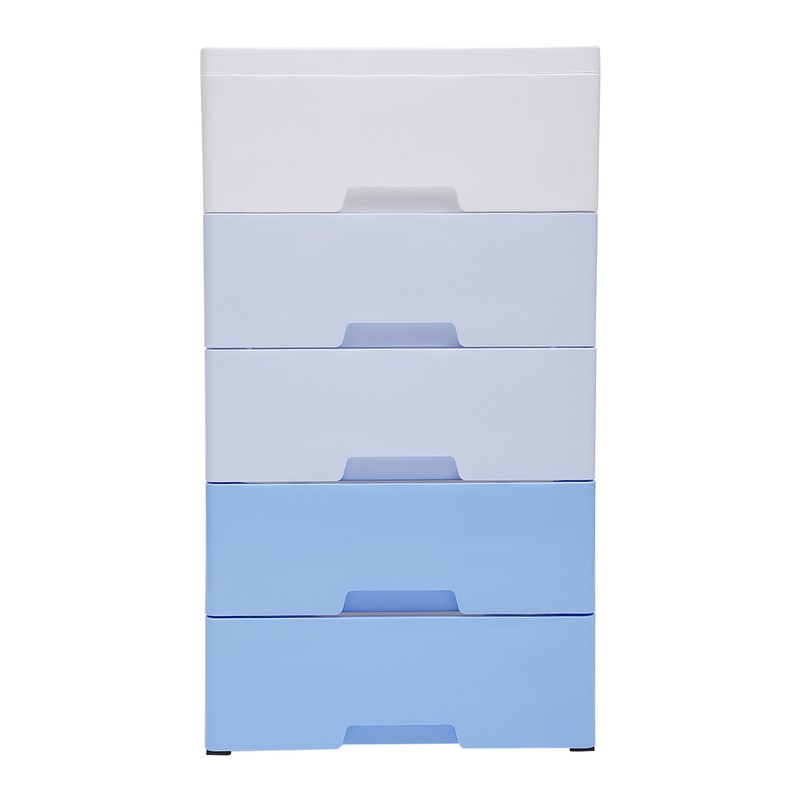 Gradient Blue Stackable Vertical Clothes Storage Tower with 5 Drawers gallery