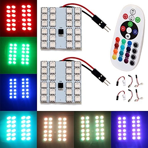 1-Set(2PCS) RGB 5050 24SMD LED Panel Dome Light Auto Remote Controlled gallery