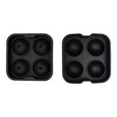 Black Round Silicone Ice Cube Ball Maker Tray 8 Large Sphere Molds Bar Cocktails