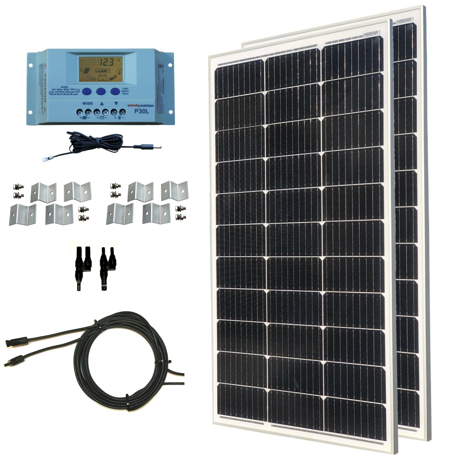WindyNation 200 Watt Monocrystalline Solar Panel Kit for RV Boat Off-Grid gallery
