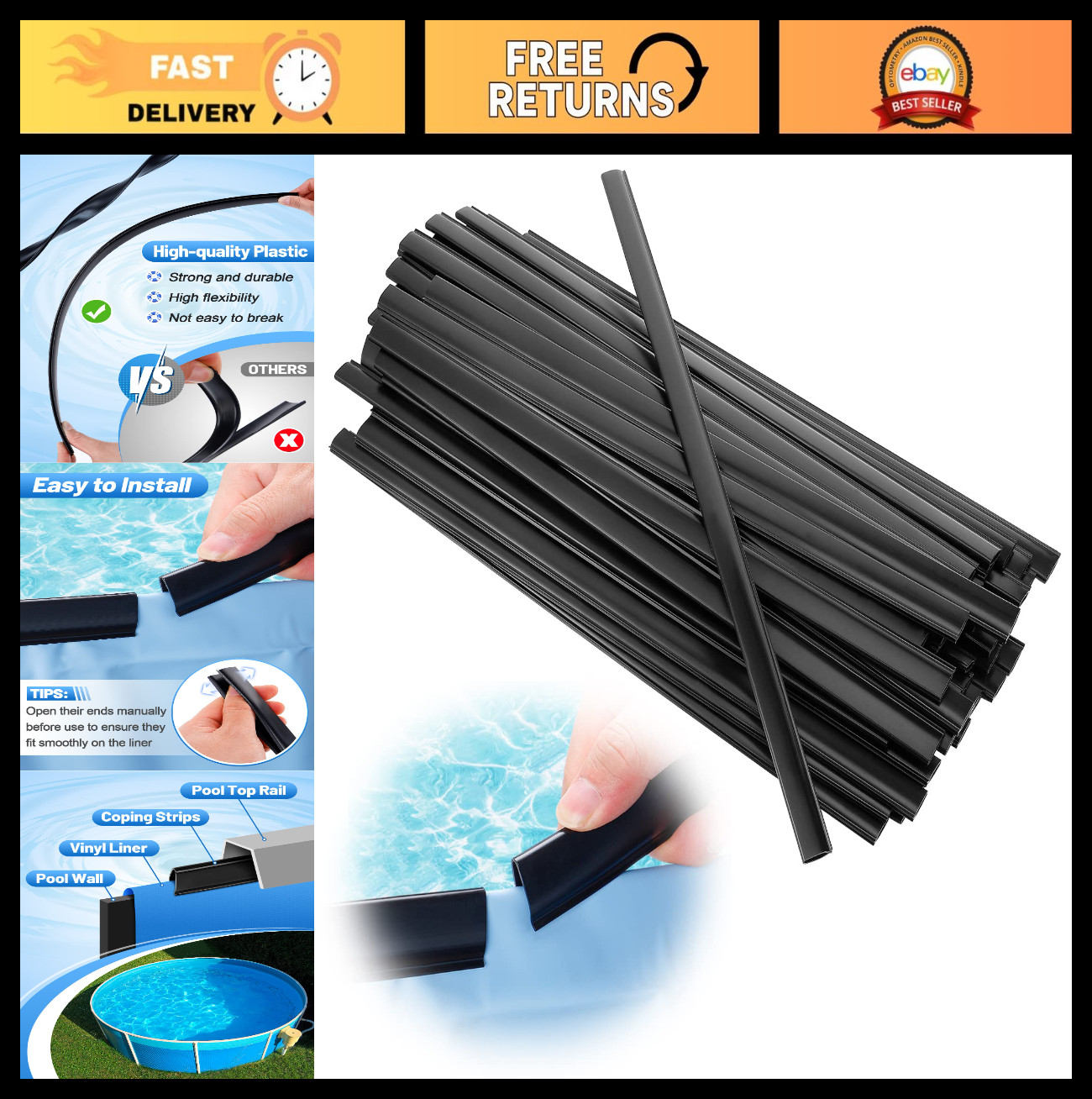 Extra-Long 24" Coping Strips for Above Ground Pool Liners - Easy Install Liner C gallery
