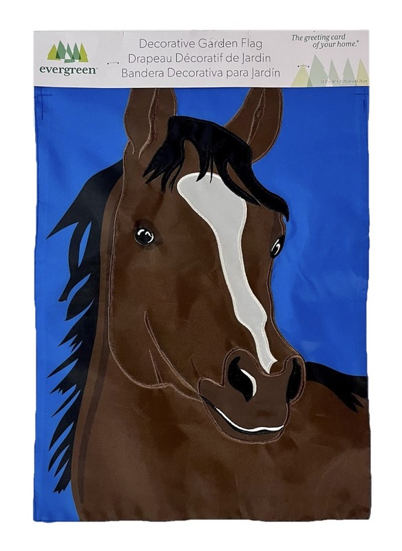 Evergreen Single Horse Basic Appliqué Garden Flag 12.5”x18” Polyester Nylon NEW gallery