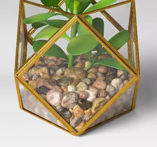 (2 PACK) 5" x 4" Artificial Succulent Plant with Brass Terrarium - Opalhouse gallery