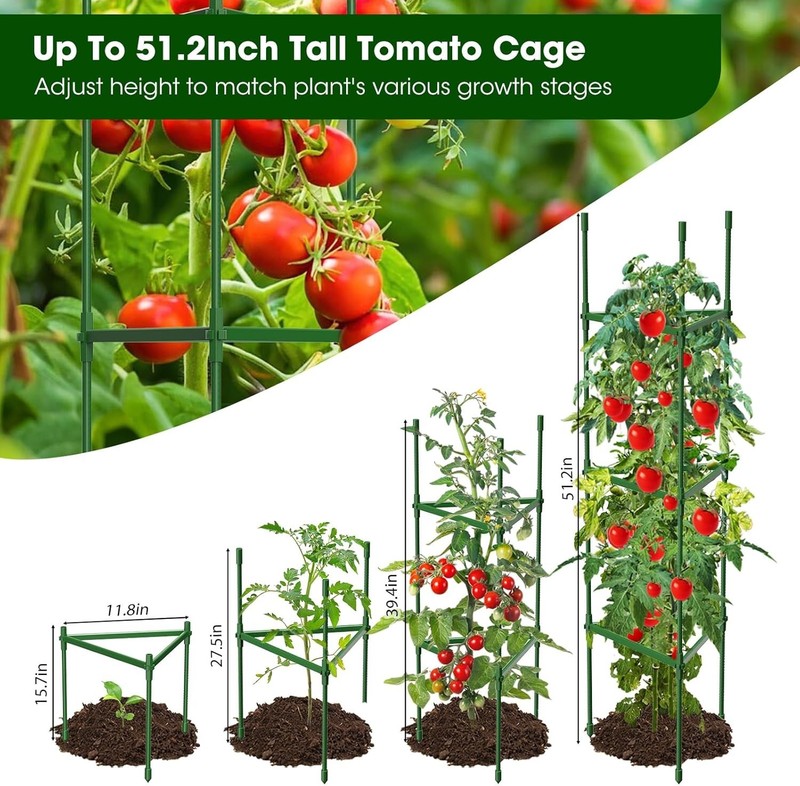 Heavy Duty Triangular Tomato Cages, Adjustable from 16 to 51.2 Inches - 3 Pack gallery