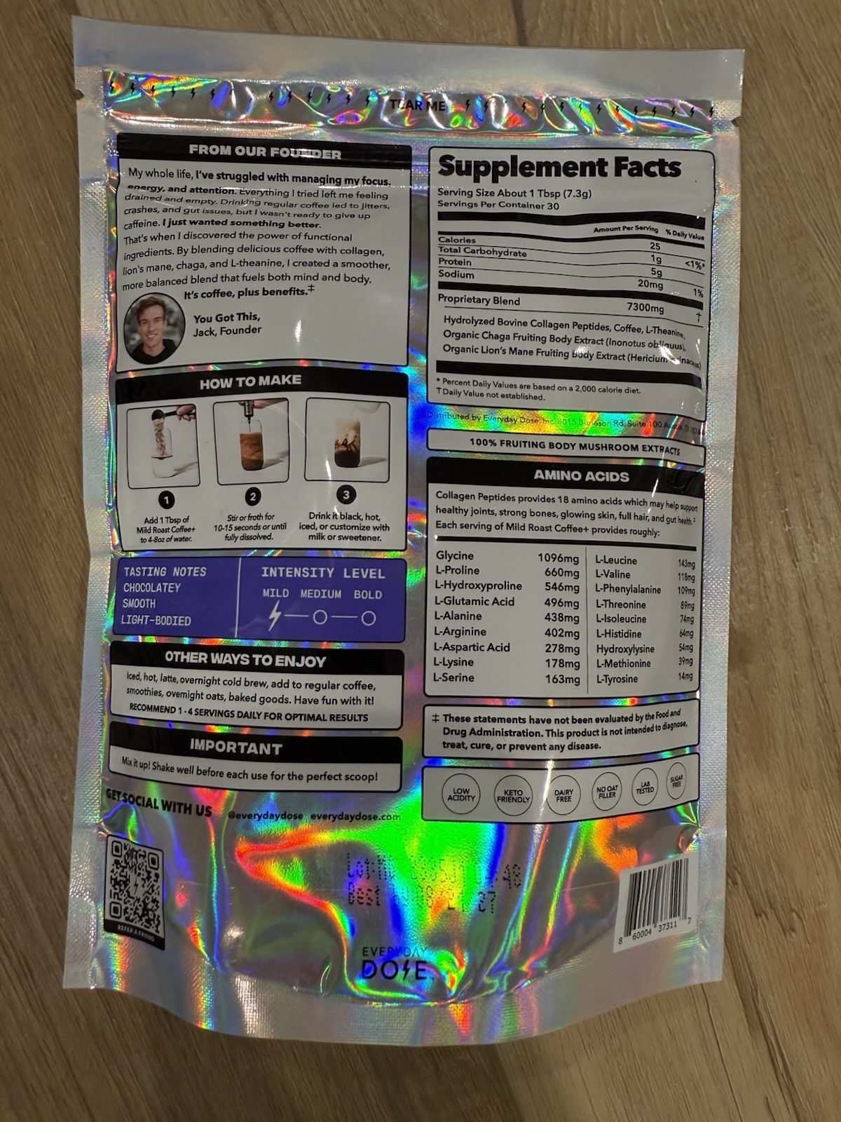 Everyday Dose Mushroom Coffee + Mild Roast Collagen Protein Nootropics Focus gallery