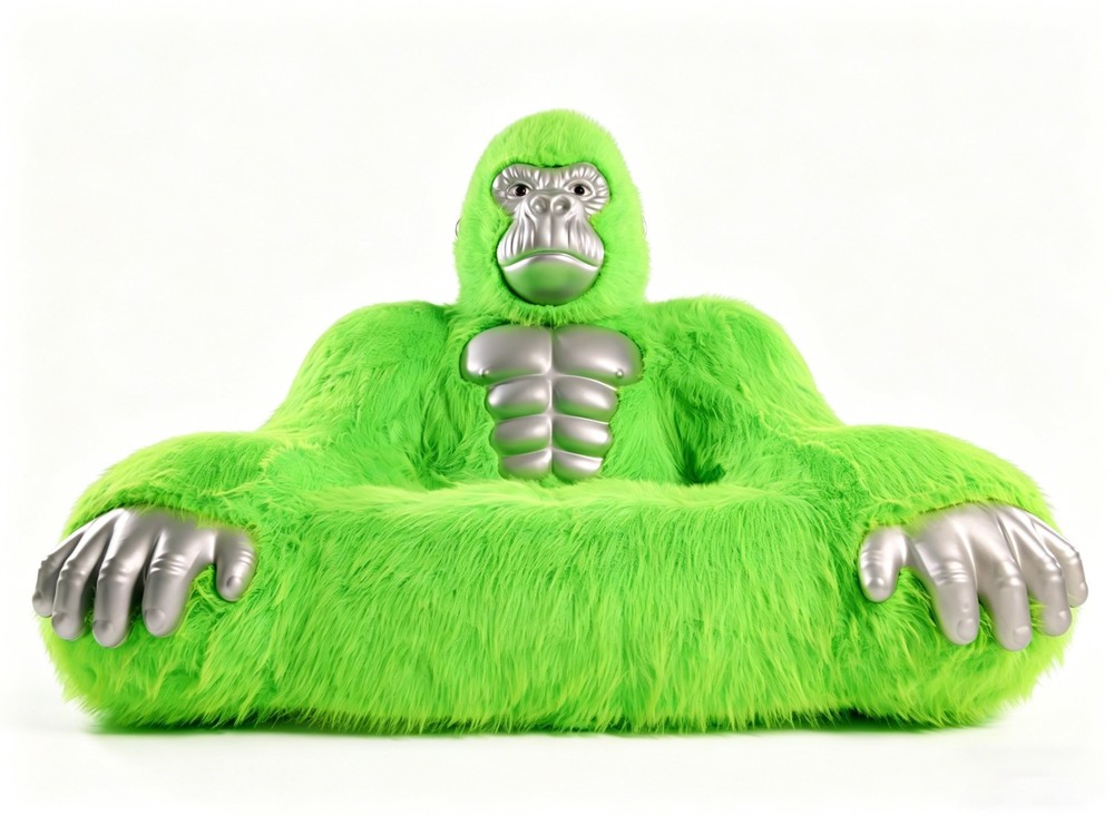 Inflatable Gorilla Couch Sofa Luxury Mink Plush 600kg Load Capacity Lounge Chair