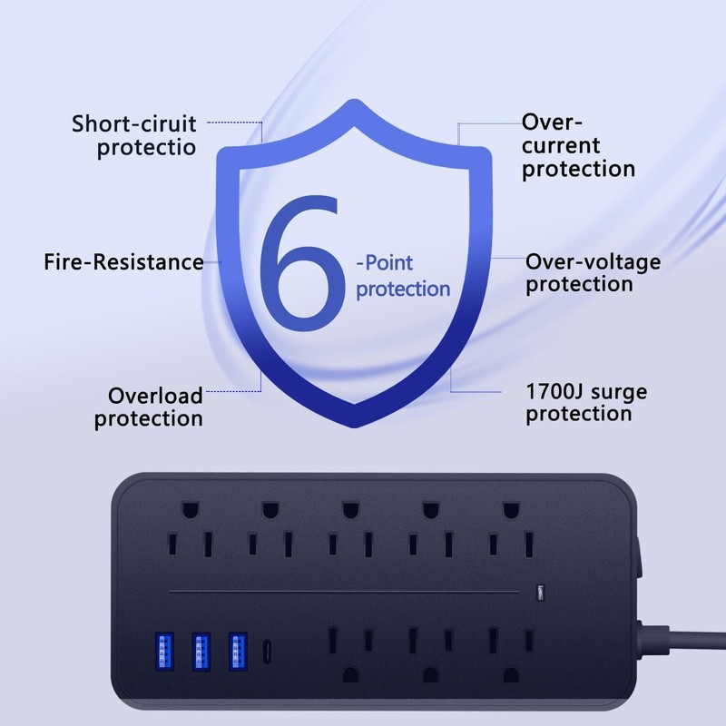 Multi Outlet Wall Mountable USB Surge Protector Power Strip with USB Ports Plugs gallery
