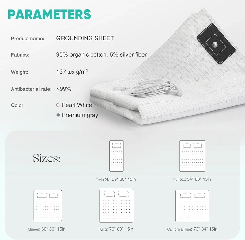 Earthing Grounding Fitted Sheet 95% Cotton Silver Fiber Deep Pocket - FULL XL gallery