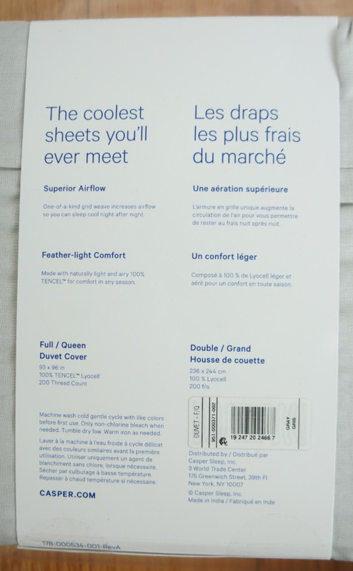 Casper Hyperlite 100% Lyocell Full/Queen Duvet Cover, Gray. Brand New. gallery